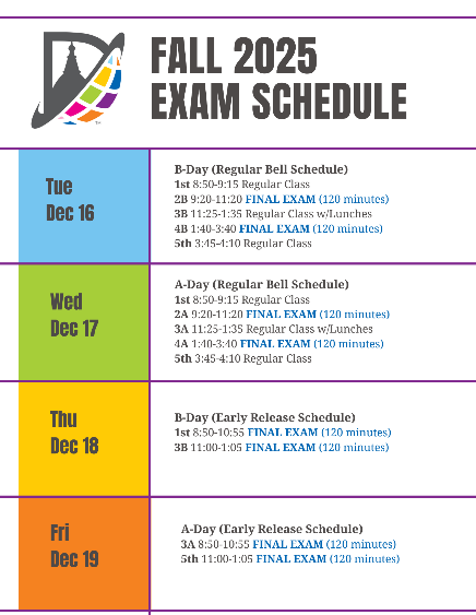 2025 Fall Semester Exam Schedule